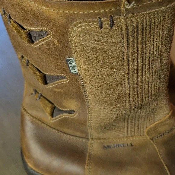 Merrell Ashland Vee Leather Suede Waterproof Mid Calf Boots Tan Women’s 10 - Picture 5 of 12